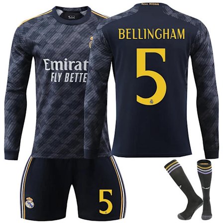 /NN/Real Madrid Bortaställ Långärmad Fotbollströja för Barn, Fotbollsset 23-24 No.5 Bellingham{f2} No.5 Bellingham 24