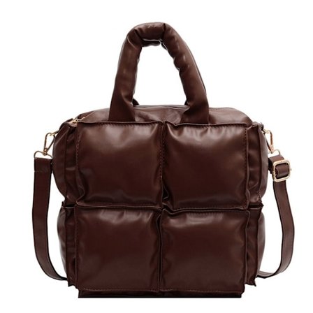 Skrå skuldertaske Quiltet håndtaske til kvinder BRUN