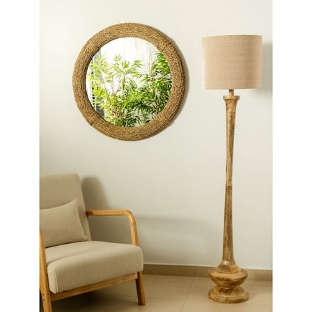 Pyöreä bambupeili, luonnonvärinen viimeistely, 80x80 cm