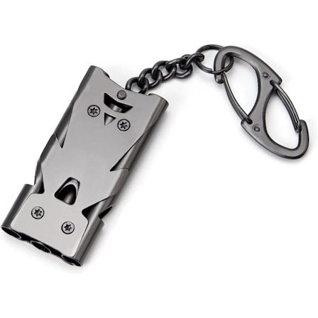 150 dB Ulkoturvapilli Kolminkertainen Metallinen Hätäpilli Nauhaketjulla Retkeilyyn Vaellukseen Selviytymiseen Hopea