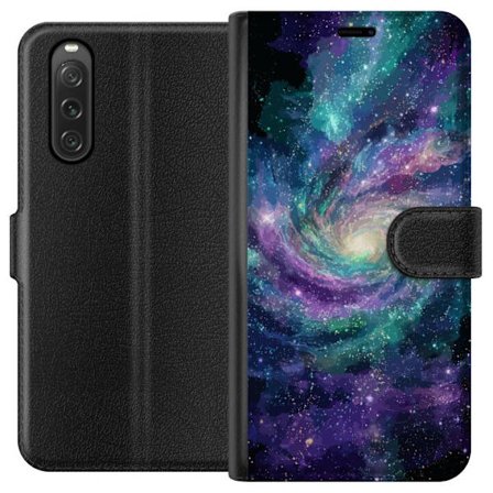 Yhteensopiva Lompakkokotelo Sony Xperia 10 V Koristeellinen itämainen lyhty, jossa puolikuu ja tähdet lämpimässä kullanhohtoisessa yöympäristö