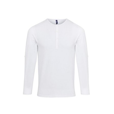 Premier Mens Long John Roll Sleeve T-Shirt M Vit