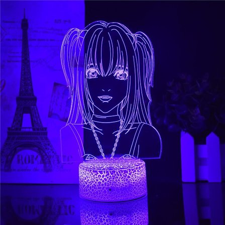 WJ Misa Amane 3D Illuusio LED-valo MisaMisa Anime-hahmo Yövalo Luova söpö tyttö Makuuhuone RGB Työpöytälamppu Juhla (Lava-jalusta)