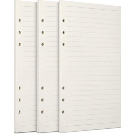 A6 Refill Papir, 3 Pakker 100GSM Tykt Refillpapir 6 Hull Refillark Løse Ark Refill 135 Ark (270 Sider)