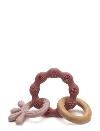 Magni Toys | Teether Bracelet, Squid And Wood Appendix. Dusty Rose, Lfbg Approved | ONE SIZE"