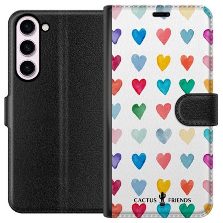 Yhteensopiva Lompakkokotelo Samsung Samsung Galaxy S23+ Cactus and Friends - Watercolor Love Grid