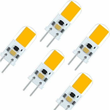 LED-lampa G6.35 GY6.35 2W 12V Hög Ljusstyrka motsvarande 20 Watt Halogenlampa Varmvit 3000K (5-pack)