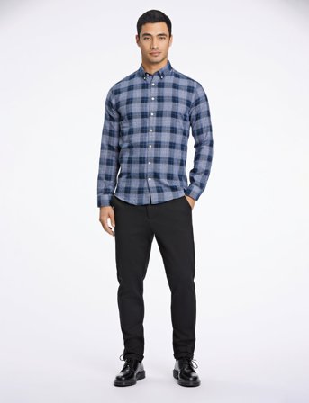 Lindbergh Twisted Yarn Checked Shirt L/S - Blue - S