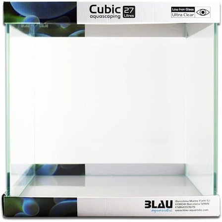 Akvarium Blau Aquaristic Cube 27, Transparent Glas, Elegant Design