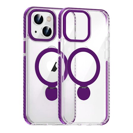Skal Magsafe till iPhone 13 och 14 - Transparent lila med ringstativ