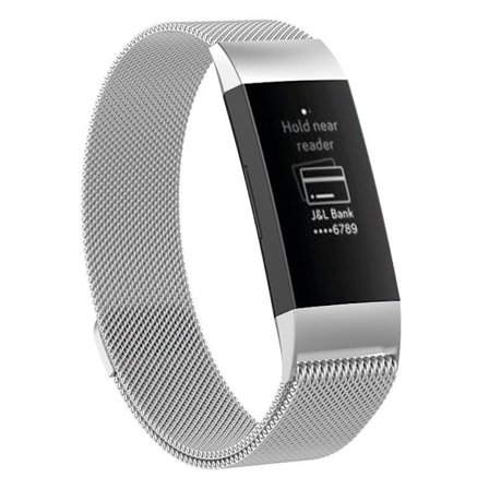 Magnetiskt Fitbit Charge 3 band - Silverfärgat