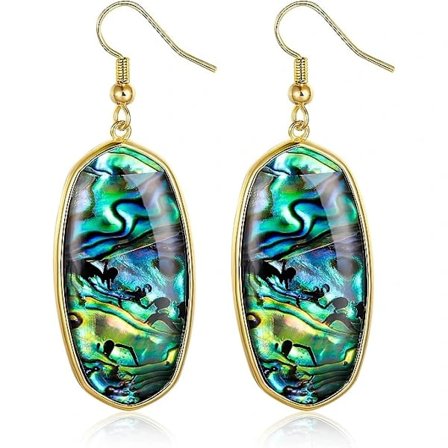 /EA/Drop Hängande Abalone Skal Örhängen Guldpläterad Oval Drop Krok Fas