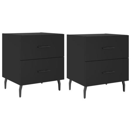 vidaXL Sängbord 2 st svart 40x35x47,5 cm konstruerat trä Svart