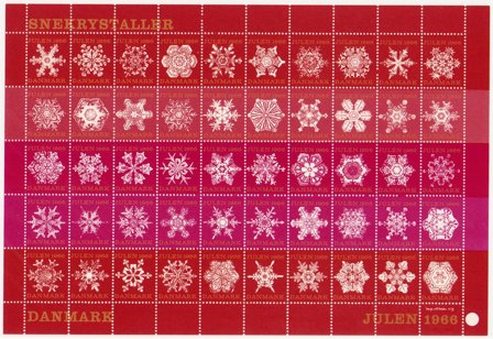 Danmark - Julemærkeark 1966 - Utakket på den højre side - Ufoldet