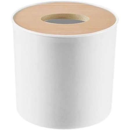 Servetthållare, förvaringsorganisatör med avtagbart trälock för hem, badrum, bil, kontor (rund)