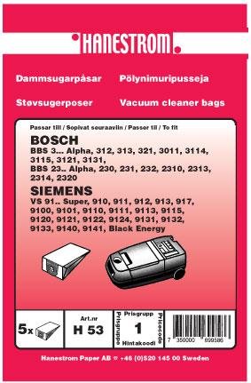 HANESTRÖM Dammsugarpåsar BOSCH BBS 3, BBS 23 ALPHA
