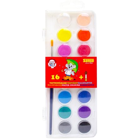 Sense Vattenfärg 16P Med Pensel