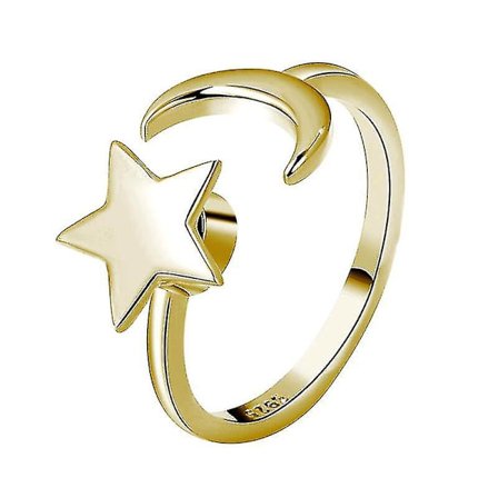 Guld Sølv Ring Anti Angst Fidget Ring Angst Ring Med Spindende Stjerne Måne