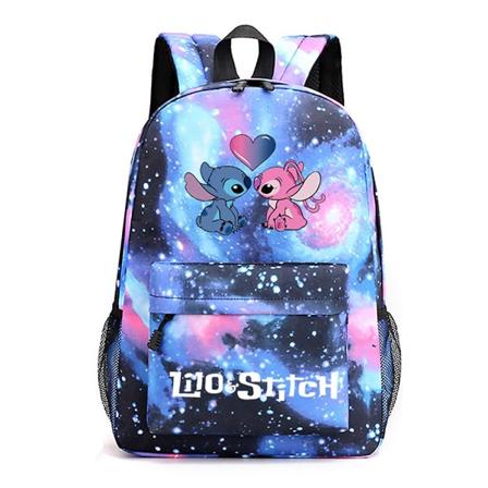 Disney Lilo & Stitch Cartoon Rygsæk Til Skole, Letvægts Vandafvisende Bogtaske Casual Daypack Til Mellemtrinnet Børn Drenge Piger (FMY) Galaxy Blue