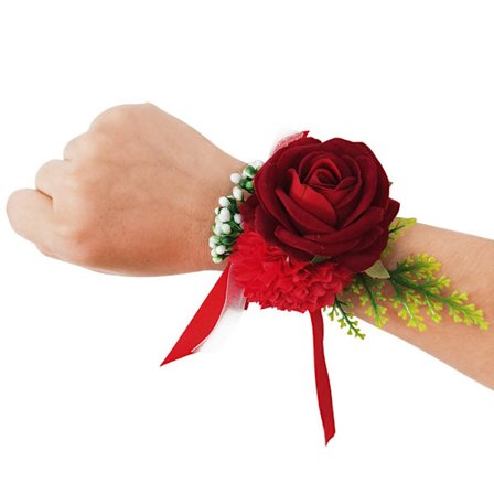 Blomster Håndleds Corsage Sæt, Simulerede Roser og Nelliker