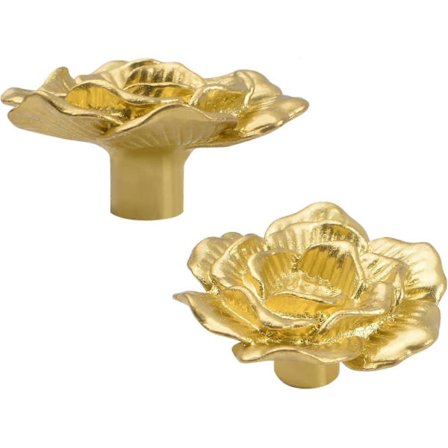 2 stk Moderne Minimalistisk Roseformet Knott, Roseformet Håndtak i Massiv Messing for Skap, Skuffeknott og Trekk Håndtak med Skruer