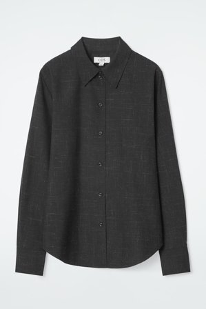 COS Women's Regular Flecked-Wool Tailored Overshirt in Grey