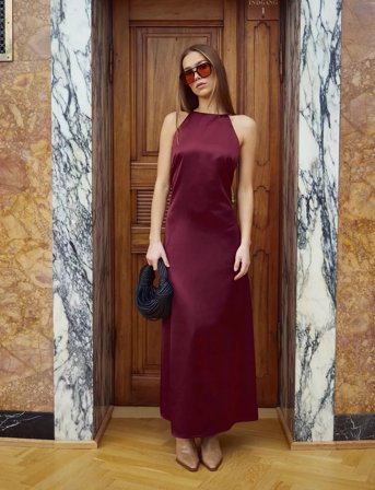 Noella Lacie Dress - Burgundy - XS