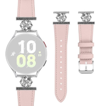 Armband för Garmin vivoactive 5/Garminactive 5 - Äkta Ko-Läder med Blomdekor, Justerbar