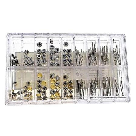 170 stk/boks Urkronedeler Reservedeler Assortert Dome Flat Head Ur Tilbehør Reparasjonsverktøysett