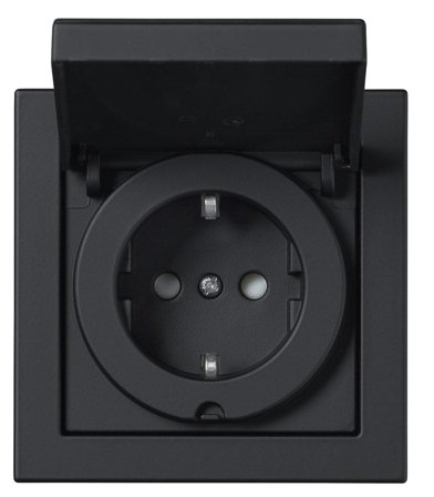 ABB 20EUJW-885 Stikkontakt jordet, innfelt, lokk, Strømbrytere & vegguttak