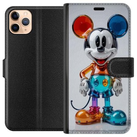 Yhteensopiva Lompakkokotelo Apple iPhone 11 Pro Max Mickey tulevaisuudenmukainen värikäs hahmo kiiltävä lelu kromi neon Disney pop-taide moderni keräi