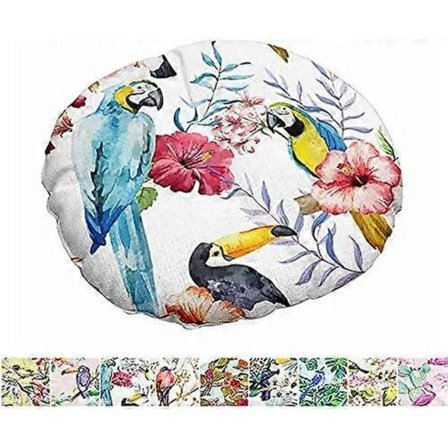 Pyöreä pellavainen tyyny istuintyyny, tikattu istuintyyny kukka- ja lintusarja lattiatatami mukavat pehmustetut sohvan ruokapöydän tuolien tyynyt