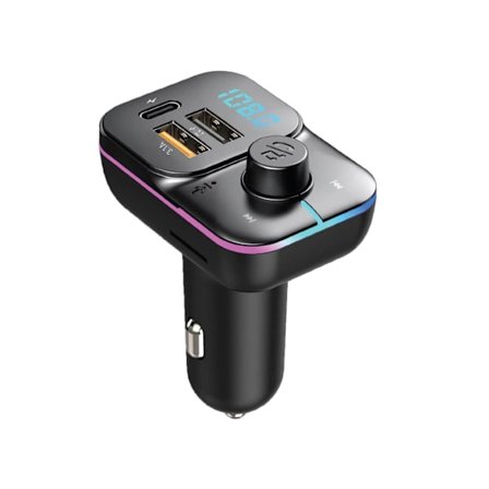 FM-bilsändare, trådlös Bluetooth 5.0 MP3-spelare radioadapter bilsats, PD3.0 Typ C 20W+QC3.0, basförlustfri Hi-Fi-ljud U-disksupport