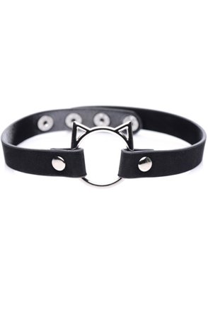 Kinky Kitty Ring Slim Choker Black - Woome.pl
