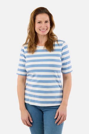 JENSEN - Kortærmet T-shirt - Blå / Hvid - Stribet