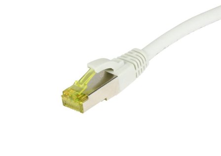SYNERGY Patchkabel RJ45, CAT6A 500Mhz,25m, weiss, S-STP(S/FTP), TPE/LSZH(Ultraflex), AWG26, mit CAT7 Rohkabel, Synergy 21