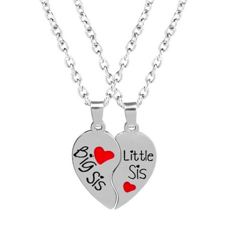 To -delvist break hjerte for søstre - venskab Halpan søsterskab sølv