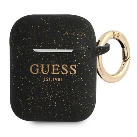Guess Silicone Glitter Skal AirPods - Svart