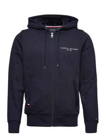 Tommy Logo Fur Lined Hoody Hoodie Marinblå Tommy Hilfiger
