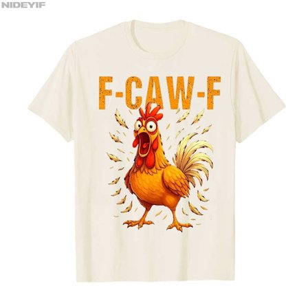 F-Caw-F Rolig Kyckling Mönster Sommar Bomull Kortärmad T-shirt