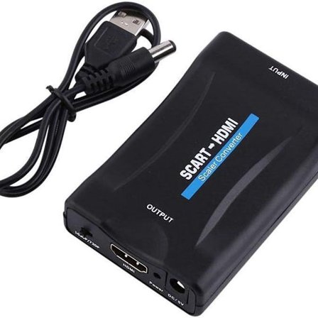 Scart till HDMI-omvandlare, 1080P Scart till HDMI-ljudvideoadapter, Svart