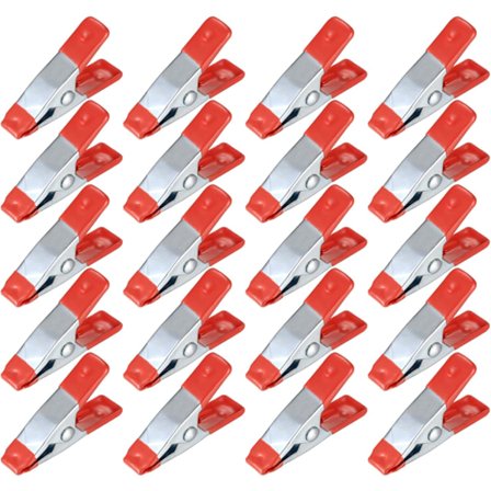 20 kpl Metallisia jousipuristimia, mallinrakennuspinsetit, metalliset jousipuristimet, pyykkipojat pressulle, retkeilyyn, puutöihin, mallinnustyökalu