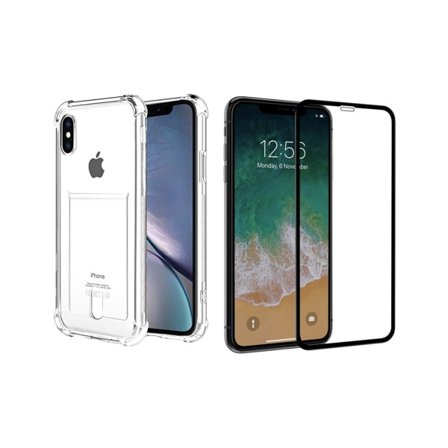 TG Skal med Kortfack och Skärmskydd iPhone XS Max Transparent