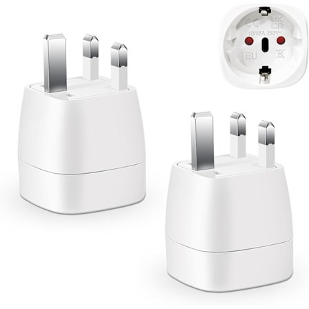 2-pack UK Plug Adapter Set Frankrike till UK Reseadapter Plug Adapter för Irland England Skottland Dubai Malta Typ G Adapter