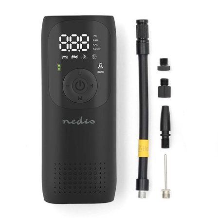 Nedis laddningsbar luftpump – 10,3 bar med LED-display och USB-C