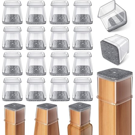 22x stolebenkapper 28,5*23*32,5 mm møbelbenbetræk gennemsigtigt silikonebetræk med filtpude stolebeskytter gulvbeskyttelse 19-26 mm