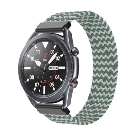 Samsung Galaxy Watch 3 (45 mm) klockarmband i elastisk nylon - W-Form Grön / Grå Storlek: Xl