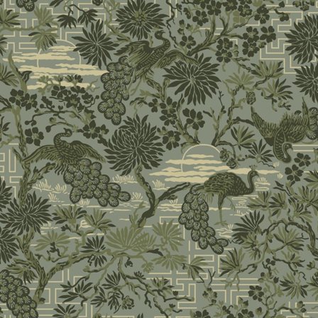 Duro Tapetprov, Brunnsgatan 095-07P Gammalsvenska Papper, Grön, L, , Färg & tapeter