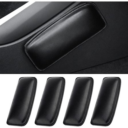 4-delt knæpude til bil, knæ- og benpude til midterkonsol, universal, blødt læder, armlæn til bil, betræk til fodknæ og lårstøtte