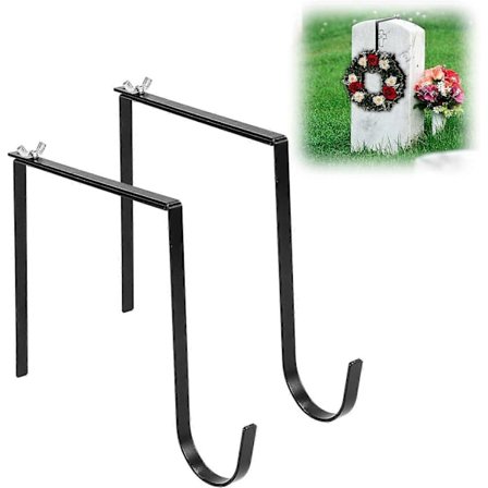 2 kpl Hautakiven Seppeleen Ripustin, Ruostumattomasta Teräksestä Valmistettu Hautausmaan Seppeleen Pidike Hautakivelle (FMY)